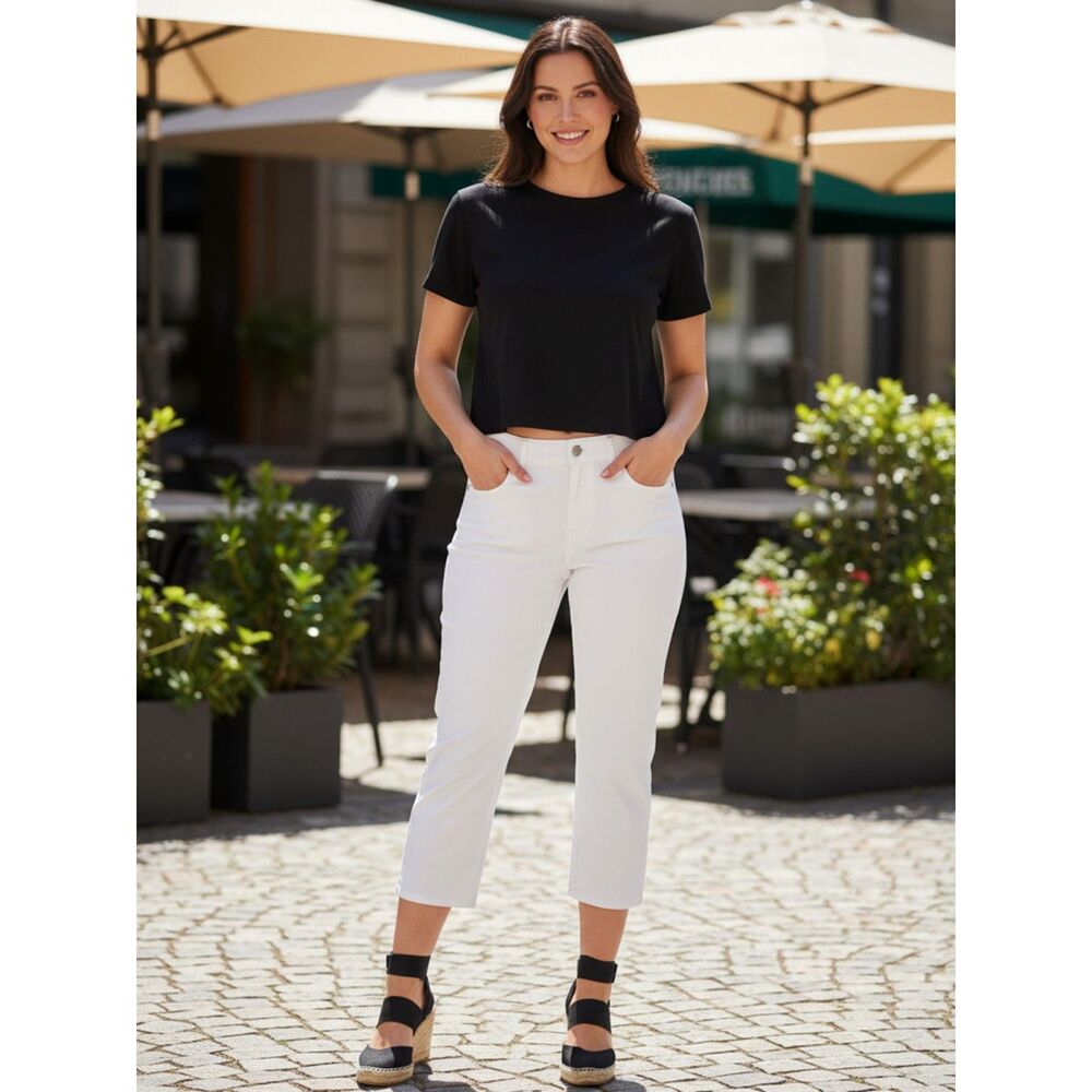 NYDJ White Lift & Tuck Crop Jeans - Women's Size 10P